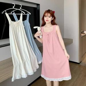 아사면잠옷 원피스 빅사이즈 홈웨어 여름 나시 화이트