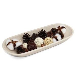 린촨 가정 장식용 대형 장식 그릇 - 테이블 중앙 조각을 위한 미끄럼 방지 베이스가 있는 긴 도우 베이지 미니멀리스트 디자인 그릇, 커피 테이블, 식탁 조각