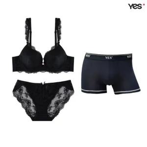 예스 YES 로즈 블랙 커버리지 브라 커플속옷SET2 YSWBB101YSWPB102YSMDB101 476769