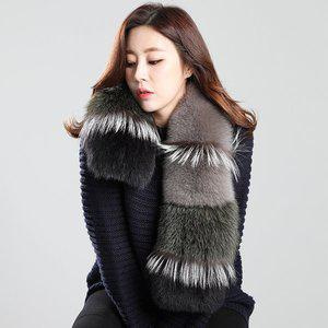[앙스블랑]사가폭스 천연 럭스 목도리 폭스 배색 롱 머플러 085