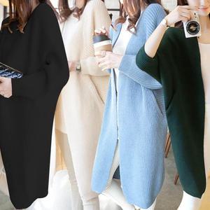 부드러운 여리 루즈핏 퍼프 롱 니트 로브 가디건 4COLOR 봄 가을 겨울