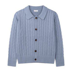 [리빌모아]남자 꽈배기 기본 베이카라 케이블 니트 가디건 GN CA Q006 소라_P374203541