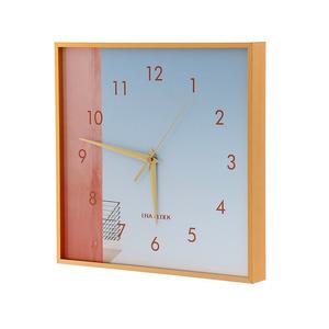 특이한 골드테 건전지벽시계 안방시계 무선 저소음 사각 30cm