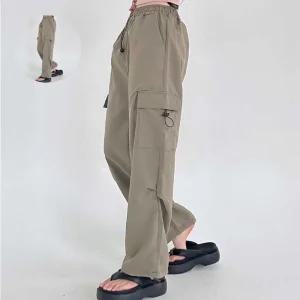 (제스트)밑단스트링 일자 카고팬츠 허리밴딩 바지 조거 투웨이