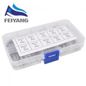 유리관퓨즈 휴즈 100개 5x20mm 고속 블로우 유리 튜브 퓨즈 모듬 키트 250V 1A2A3A4A5A6A7A10A15A20A