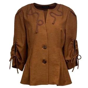 [데시데](의정부점)스트랩소매 자수포인트 슬림핏 블라우스 DOS516