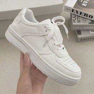 모던 여성 스니커즈 올화이트 키높이 운동화 여자 데일리 신발