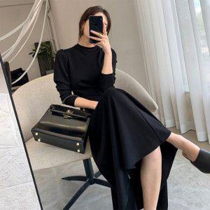 롱원피스 하이웨스트 카라원피스 미니원피스 긴팔