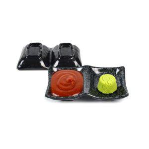 소형 소스종지 업소용 웨이브 멜라민 접시 가정용 매화 14x8.7cm