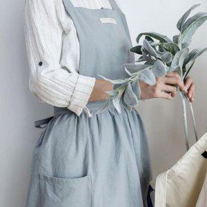 린넨 원피스 앞치마 롱 카페 바리스타 어린이집 유치원 선생님 교사 플로리스트 예쁜 긴 코튼 에이프런