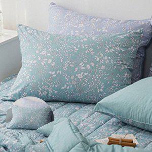 베겟잎 누빔 미니 광목 호텔식   가든 피치스킨 간절기 베개커버 민트 베개솜 별매