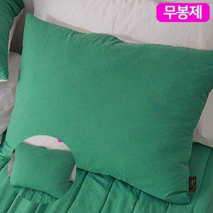 베겟잎 누빔 미니 광목 호텔식   모모 무봉제 베개커버 포레스트그린 베개솜 별매