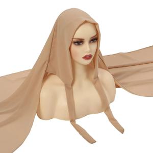 말레이 쉬폰 Hijab 스카프 붕대 미끄럼 방지 이슬람 여성 통기성 이슬람 긴 목도리 머리띠 패션 Turban Headwrap