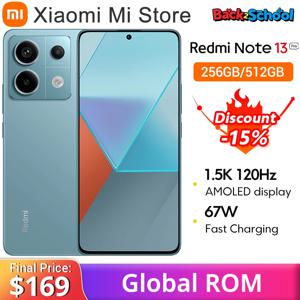 글로벌 ROM Xiaomi Redmi Note 13 Pro 5G 스마트폰 Snapdragon 7s Gen 2 120Hz 화면 5100mAh 67W 고속 충전 핸드폰 8GB 256G