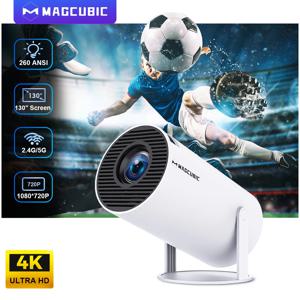 맥큐빅 프로젝터 HY300 PRO 4K 안드로이드 11 듀얼 와이파이6 290ANSI 올위너 H713 BT5.0 1080P 1280*720P 홈 시네마 야외 프로젝터
