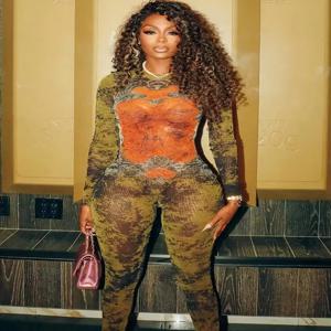 Weird Puss 타이 염색 프린트 점프 슈트 여성 피트니스 스트레치 타이트 섹시한 o 넥 풀 슬리브 스키니 streetwear 가을 지퍼 슬림 오버올