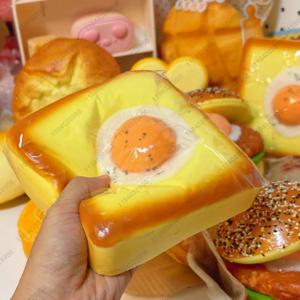 큰 튀긴 계란 토스트 Squishy 천천히 상승 튀긴 계란 빵 Squishy 느린 리바운드 짜기 장난감 안티 스트레스 릴리스 손 긴장 장난감