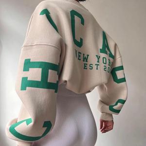 여성용 그런지 루즈핏 풀오버 스웨터 셔츠, 레터 프린트, 두꺼운 긴팔 상의, 가을 후드, 스트리트웨어, Y2K