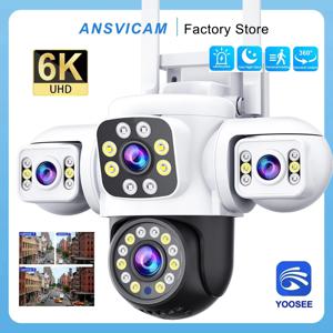 ANSVICAM 6K 12MP 실외 WiFi 카메라 트리플 스크린 트리플 렌즈 PTZ 360 °   완벽한 보안을 위한 캠 IP66 CCTV 감시 Woosee