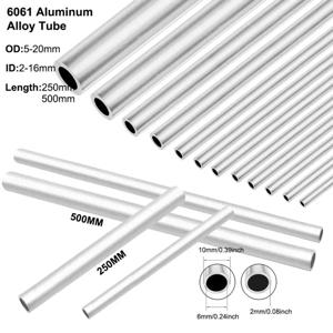 1pcs 6061 알루미늄 파이프 OD 5 ~ 20mm 내경 2mm ~ 16mm 길이 500mm/250mm 두께 1mm 직선 원형 알루미늄 합금 튜브
