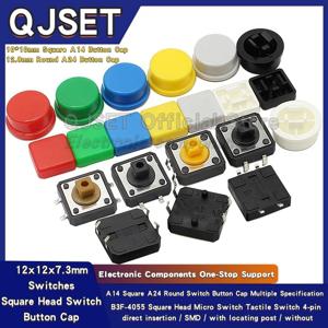 20 Pcs 촉각 푸시 버튼 스위치 12*12*7.3MM 마이크로 스위치 푸시 버튼 A14 A24 푸시 버튼 커버 12x12x7.3MM 사각형 헤드 푸시 버튼