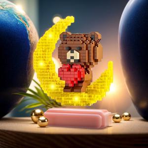 귀여운 곰 라이트업 빌딩 블록 - 친구를 위한 완벽한 교육용 생일 선물!(베이스 없음)