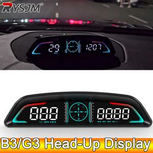 AD 자동차 B3 OBD HUD G3 GPS HUD 헤드업 디스플레이 디지털 속도계 과속 경보 시계 RPM 전압 수온 게이지
