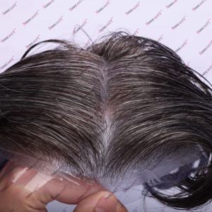 80% 밀도 천연 헤어 교체 시스템, 가벼운 무게추, 0.02mm 초박형 피부, 감지되지 않는 천연 헤어라인 토피, 1B10 210 #