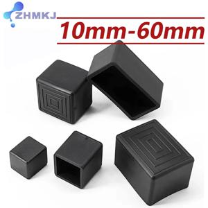 사각형 검정색 PVC 부드러운 고무 파이프 슬리브 튜브 캡 직사각형 테이블 의자 발 패드 가구 보호 발 커버