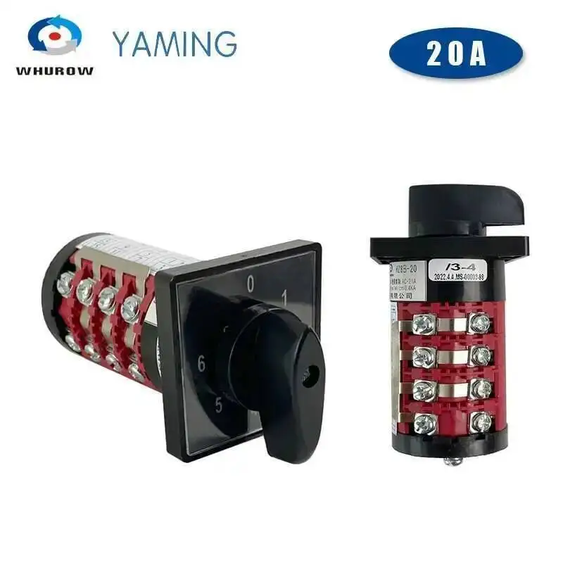 HZ8B-20/3/4 전기 제어 스위치 4 레벨 20A 0-6 위치 범용 전환 로터리 캠 스위치 인터럽터 HZ5B-20/4