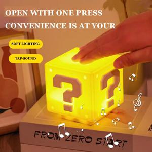 LED 물음표 야간 조명 음악 애니메이션 주변 장치 어린이 침실 머리맡 램프 USB 충전식 선물