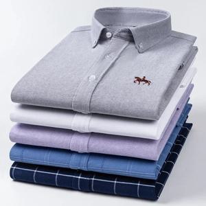 2025 100% 코튼 남성 셔츠 꽃 긴 소매 캐주얼 플러스 사이즈 두꺼운 옥스포드 남자 수 놓은 말 셔츠 streetwear oversize