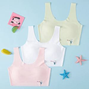 여아 솔리드 컬러 브라 조끼 여아 발달 조끼 브라 얇고 이음매없는 여학생의 편안하고 다재다능한 속옷