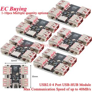 1-10Pcs USBHUB USB2.0 4포트 컨트롤러 확장 모듈 USB 2.0-4채널 웨이 스플리터 USB-HUB Type-C 익스텐더 보드 40MB/S
