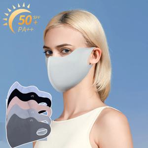 1-40PCS 눈 보호 기능이 있는 매끄러운 윤곽 페이셜 마스크 아이스 실크 소재 워셔블 히알루론산 레이어 UV 방어