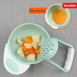 1pc 폴리프로필렌 수동 식품 분쇄기, 미끄럼 방지 그릇 및 스크린이 있는 과일 퓌레 연삭 도구, 충전되지 않음,