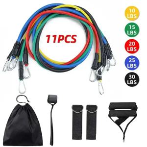 11pcs TPE 저항 밴드 세트, 도어 앵커가 있는 저항 밴드, 핸들, 운반 가방, 다리 발목 스트랩, 운동 밴드