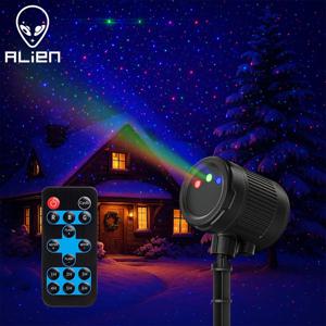 외계인 움직이는 정적 빨간색 녹색 파란색 점 스타 크리스마스 레이저 샤워 프로젝터 야외 정원 방수 휴일 크리스마스 트리 빛