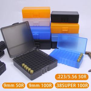 50/100 라운드 전술 총알 상자 9mm/.223/.38슈퍼 권총 소총 탄약 운반 보관 상자 플립 탑 총알 케이스 사냥 액세서리