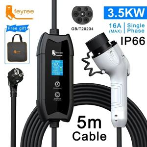Feyree EV 충전기 타입 2 16A 3.5kW GBT 전기 자동차 5M 충전 케이블, J1772 타입 1 월박스, 전기 자동차