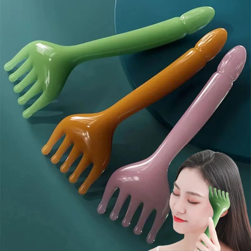 1pcs 수지 헤드 마사지 두피 Gua Sha 바디 목 다리 마사지 다섯 발톱 머리 긁는 스틱 마사지 긁는 발톱 마사지