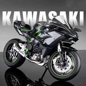 1:12 가와사키 400 H2R S1000RR 모델 오토바이 장난감 합금 다이캐스트 자동차 앞바퀴 스티어링 라이트 오토바이 장난감 아이 선물