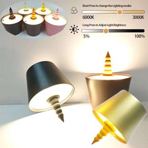 USB 충전 병 테이블 램프 터치 컨트롤 3 색 및 무단 조광 야간 램프 바 실리콘 와인 스토퍼 야간 램프