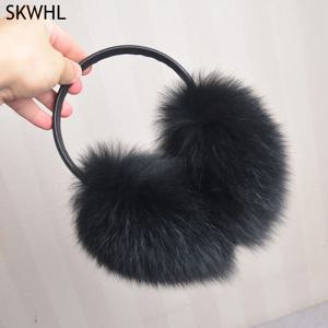새로운 스타일 여성 플러시 정품 여우 모피 귀마개 겨울 레이디 폭스 모피 큰 pompoms 솜털 귀마개 따뜻한 100% 진짜 여우 모피 귀 덮개