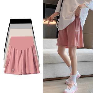 임산부 여름 플러스 사이즈 하이 웨이스트 바지, 임산부 와이드 레그 루즈 반바지, 여성 임신 카프리