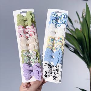 4/10 개/대 뜨거운 판매 캔디 다채로운 더블 레이어 안전 코튼 인쇄 헤어 클립 귀여운 앞머리 헤어 액세서리 소녀 어린이 선물