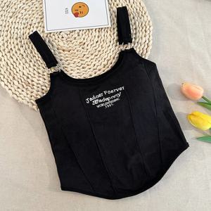 여성용 레터 프린트 면 브래지어, 작은 가슴 브래지어, 핫 걸스 착용, 캐주얼 슬림 속옷, 패딩 캐미솔 탑, 1 개
