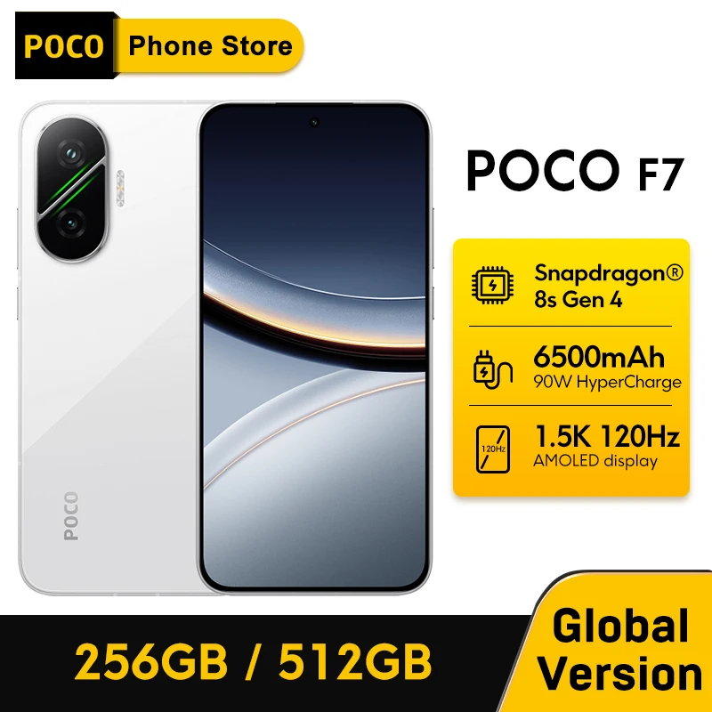 【브랜드+】POCO F7 5G 스냅드래곤 ® 8세대 4 NFC 6500mAh 배터리 6.83인치 1.5K AMOLED 50MP 카메라 OIS 90W 하이프차지 스마트폰