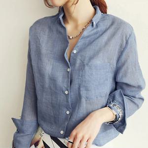 Chemisier Femme Womens Tops 패션 2022 여름 리넨 화이트 셔츠 여성 긴 소매 블라우스 한국 여성 의류 Roupas Femininas