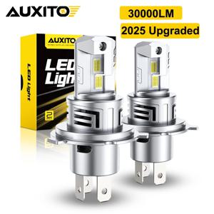 2025 새로운 AUXITO 30000LM H4 LED 조명 전구 9003 HB2 LED 헤드 라이트 높고 낮은 빔 팬 무선 60W 자동차 전조등 12V 2Pcs